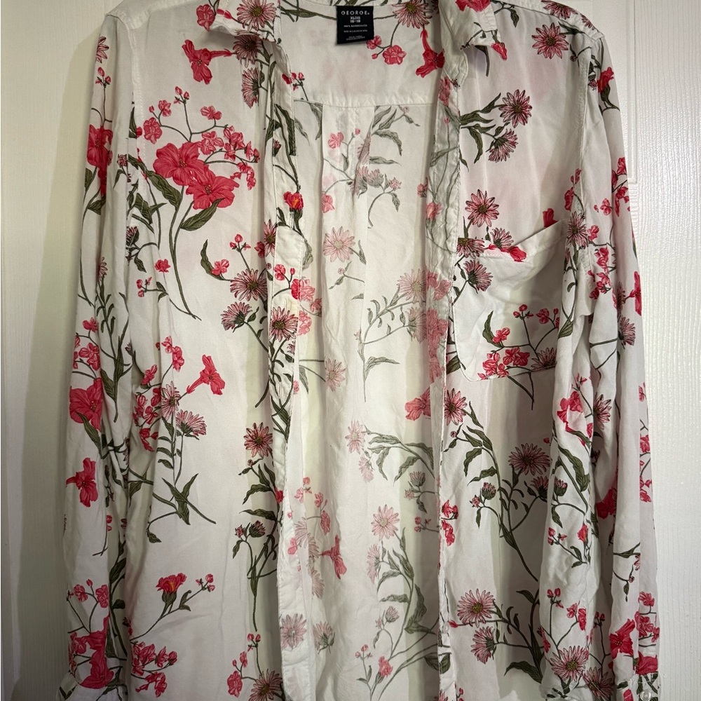 Floral Print Women's Button Up Top